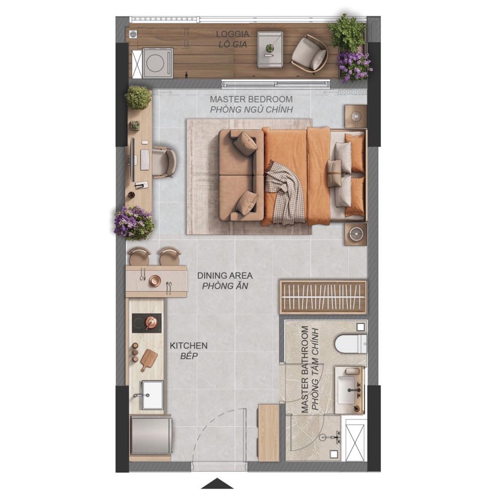 Mặt bằng căn hộ Studio Norton Park